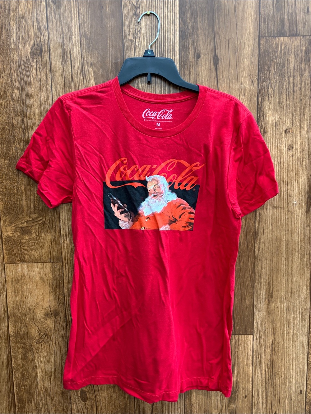 Coca Cola Red Short Sleeve Tee with Santa Chest Graphic